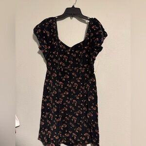 SO Black Floral Mini Dress Corduroy
